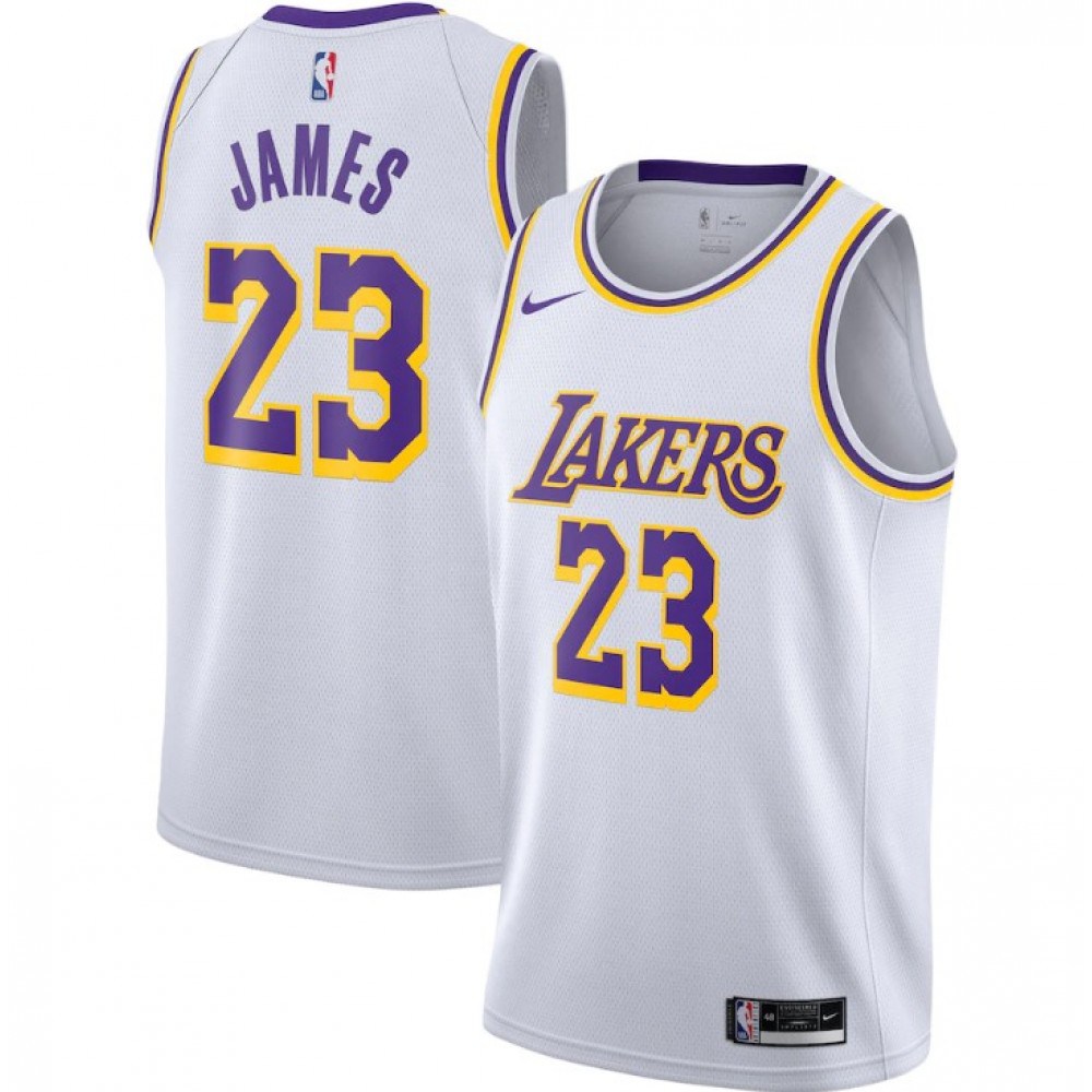 Men's Los Angeles Lakers LeBron James #23 White Swingman Jersey - Association Edition-Pro Kit Vault | Brand New 26/27 Sports Jerseys